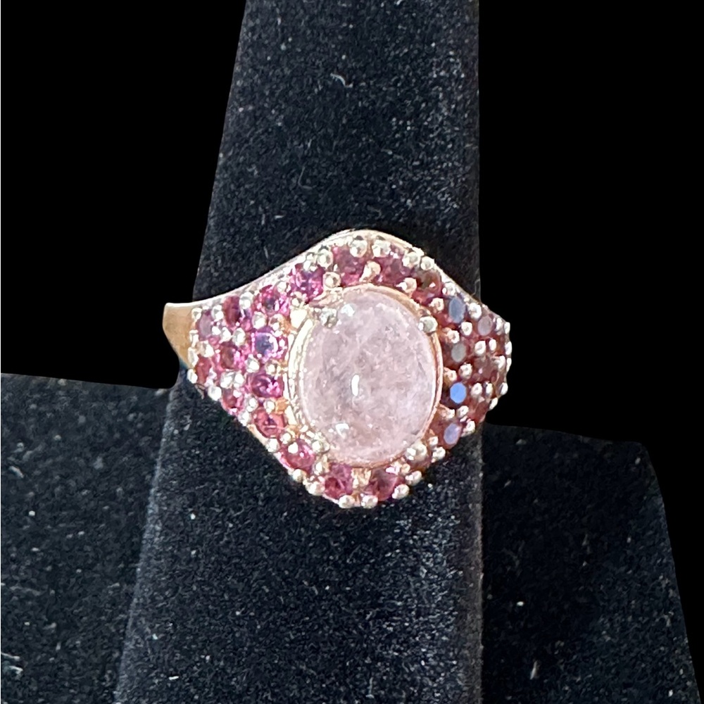 Rose Quartz and Pink Sapphire Ring